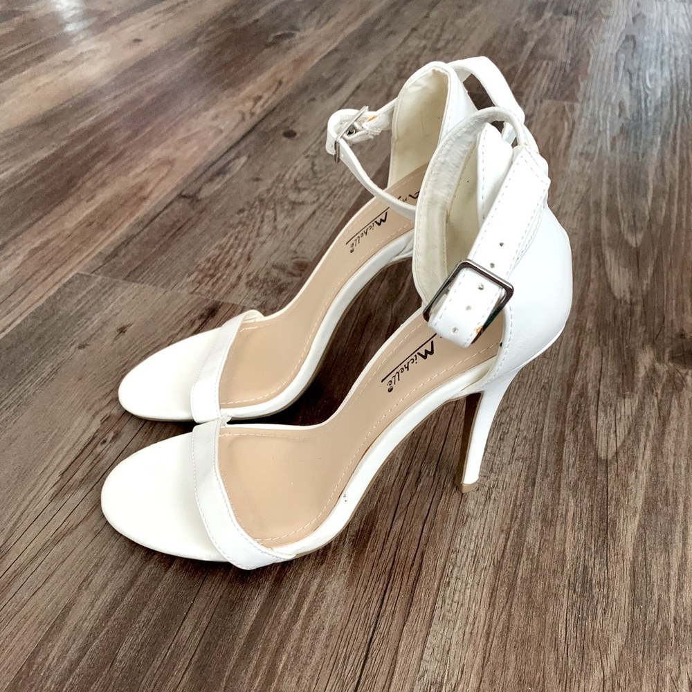 New White Strap Heels Size 7 and 7.5 Available